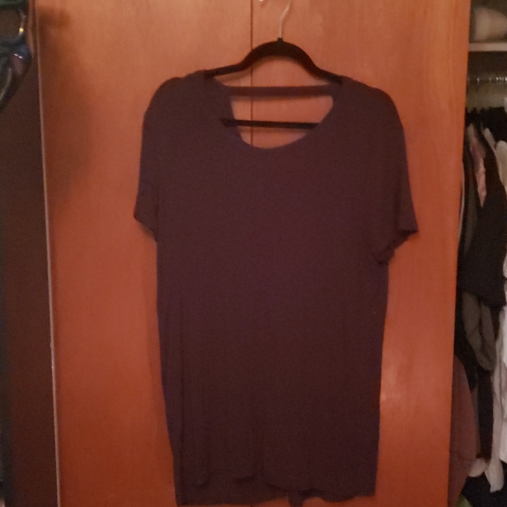Brown,open back shirt.